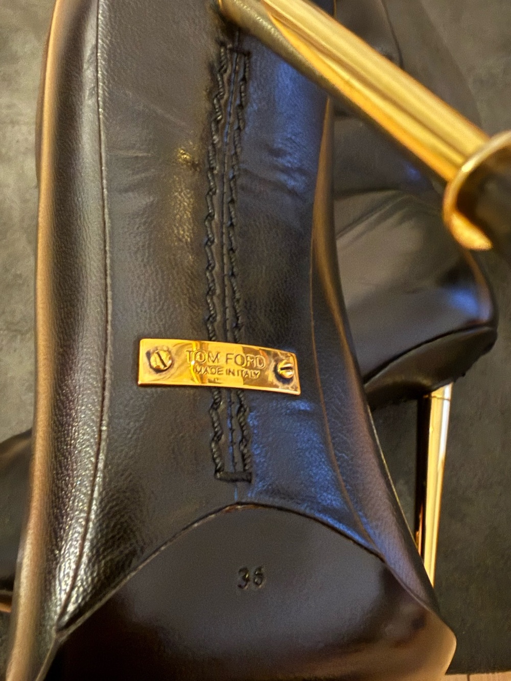 Tom Ford Black Over-the-Knee Boots with Gold Rear Zipper - Picture 13 of 14